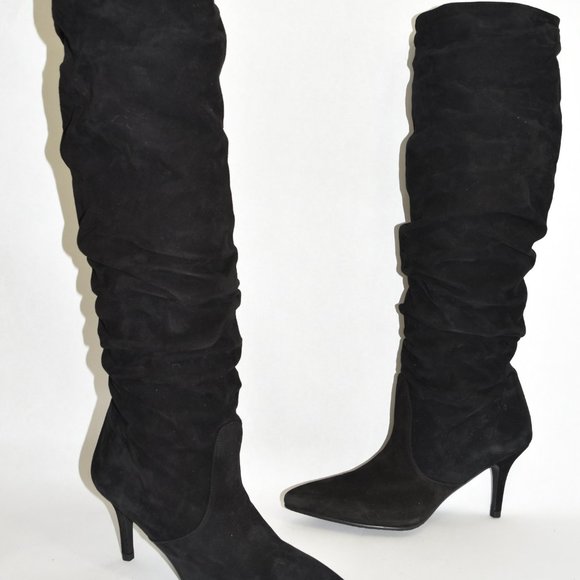 STUART WEITZMAN Lafayette Slouch Boot OVER THE KNEE SUEDE BLACK 5.5 (P4) - Picture 6 of 13